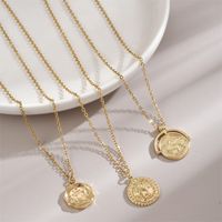 Simple Style Human Face Map Cat Stainless Steel Copper 18k Gold Plated Zircon Pendant Necklace In Bulk main image 1
