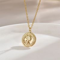 Simple Style Human Face Map Cat Stainless Steel Copper 18k Gold Plated Zircon Pendant Necklace In Bulk main image 5
