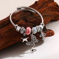 Cute Star Heart Shape Butterfly Stainless Steel Alloy Beaded Plating Inlay Rhinestones Pearl Women's Twisted Cable Bracele Bangle main image 3
