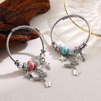 Cute Star Heart Shape Butterfly Stainless Steel Alloy Beaded Plating Inlay Rhinestones Pearl Women's Twisted Cable Bracele Bangle main image 1