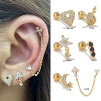1 Piece Ig Style Simple Style Geometric Animal Heart Shape Plating Inlay Brass Zircon 18k Gold Plated White Gold Plated Ear Studs main image 1
