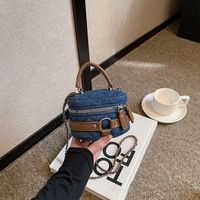 Women's Denim Solid Color Elegant Vintage Style Streetwear Sewing Thread Square Zipper Shoulder Bag Handbag Crossbody Bag main image 1