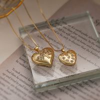 Simple Style Commute Heart Shape Copper 18k Gold Plated Zircon Pendant Necklace In Bulk main image 5