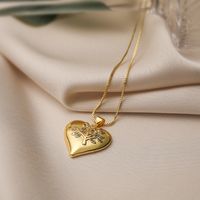 Simple Style Commute Heart Shape Copper 18k Gold Plated Zircon Pendant Necklace In Bulk main image 4