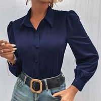 Women's Blouse Long Sleeve Blouses Button Casual Elegant Simple Style Solid Color main image 7
