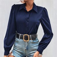 Women's Blouse Long Sleeve Blouses Button Casual Elegant Simple Style Solid Color main image 5