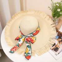 Women's Vacation Beach Solid Color Big Eaves Straw Hat main image 4