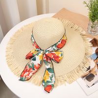 Women's Vacation Beach Solid Color Big Eaves Straw Hat main image 5