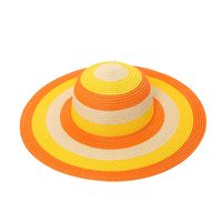 Women's Vacation Beach Color Block Big Eaves Straw Hat main image 2