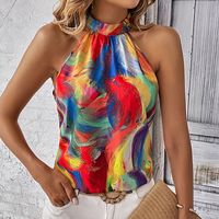 Women's Vest Tank Tops Printing Casual Elegant Color Block Feather main image 4