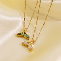 304 Stainless Steel 14K Gold Plated Retro Plating Fish Tail Shell Pendant Necklace main image 6