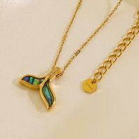 304 Stainless Steel 14K Gold Plated Retro Plating Fish Tail Shell Pendant Necklace main image 4
