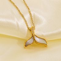 304 Stainless Steel 14K Gold Plated Retro Plating Fish Tail Shell Pendant Necklace main image 3