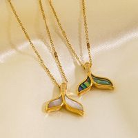 304 Stainless Steel 14K Gold Plated Retro Plating Fish Tail Shell Pendant Necklace main image 2