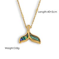 304 Stainless Steel 14K Gold Plated Retro Plating Fish Tail Shell Pendant Necklace sku image 1