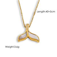 304 Stainless Steel 14K Gold Plated Retro Plating Fish Tail Shell Pendant Necklace sku image 2