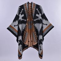 Women's Retro Lattice Imitation Cashmere Sewing Shawls sku image 1