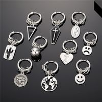 1 Piece Vintage Style Punk Classic Style Heart Shape Smiley Face Stainless Steel Alloy Drop Earrings main image 1
