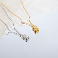 304 Stainless Steel 18K Gold Plated Basic Bear Pendant Necklace main image 1