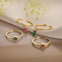 Simple Style Geometric Color Block Copper Plating Inlay Zircon 18k Gold Plated Open Rings main image 1
