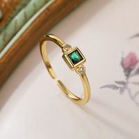 Simple Style Geometric Color Block Copper Plating Inlay Zircon 18k Gold Plated Open Rings sku image 1
