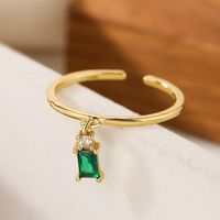 Simple Style Geometric Color Block Copper Plating Inlay Zircon 18k Gold Plated Open Rings main image 4