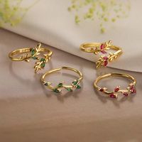 Simple Style Geometric Color Block Copper 18k Gold Plated Zircon Open Rings In Bulk main image 1