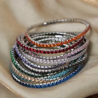 Simple Style Colorful Titanium Steel Plating Inlay Zircon 18k Gold Plated Bracelets main image 8