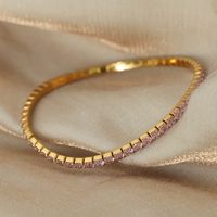 Simple Style Colorful Titanium Steel Plating Inlay Zircon 18k Gold Plated Bracelets sku image 5
