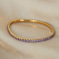 Style Simple Coloré Acier Au Titane Placage Incruster Zircon Plaqué Or 18k Bracelets sku image 19