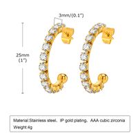 1 Pair IG Style Vintage Style C Shape Plating Inlay 201 Stainless Steel Brass Zircon Ear Studs main image 9