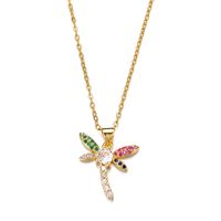 Stainless Steel Copper Cute Plating Inlay Dragonfly Zircon Pendant Necklace main image 6