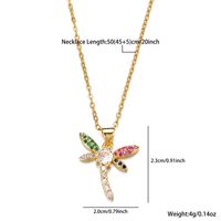 Stainless Steel Copper Cute Plating Inlay Dragonfly Zircon Pendant Necklace sku image 1