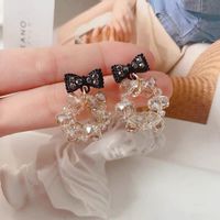 1 Pair Sweet Simple Style Bow Knot Inlay Alloy Crystal Drop Earrings main image 1