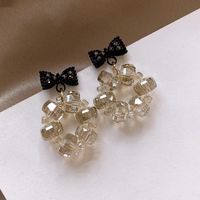 1 Pair Sweet Simple Style Bow Knot Inlay Alloy Crystal Drop Earrings main image 3
