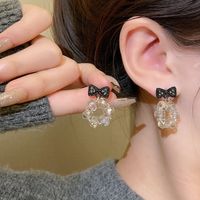 1 Pair Sweet Simple Style Bow Knot Inlay Alloy Crystal Drop Earrings main image 2