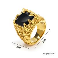 Rock Punk Streetwear Geometric Stainless Steel Inlay Glass 18K Gold Plated Men's Rings main image 5