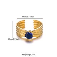 Vintage Style Color Block Stainless Steel Plating Inlay Zircon 18k Gold Plated Silver Plated Open Rings sku image 1