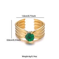 Vintage Style Color Block Stainless Steel Plating Inlay Zircon 18k Gold Plated Silver Plated Open Rings sku image 2