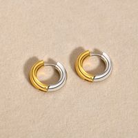 1 Pair Simple Style Cool Style Color Block Plating 304 Stainless Steel Hoop Earrings main image 6
