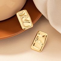 1 Pair Vintage Style Geometric Rectangle Plating Alloy Ear Studs main image 5