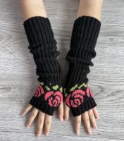 Women's Fashion Flower Knitted Fabric Gloves 1 Pair sku image 1