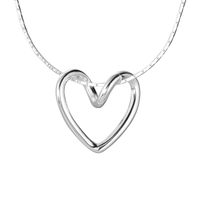 أسلوب بسيط شكل القلب الفضة الاسترليني مطلي بالفضة قلادة قلادة main image 3