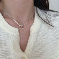 Einfacher Stil Herzform Sterling Silber Versilbert Halskette Mit Anhänger main image 2