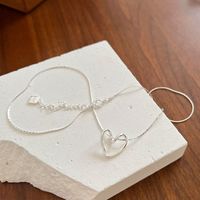 Einfacher Stil Herzform Sterling Silber Versilbert Halskette Mit Anhänger main image 4