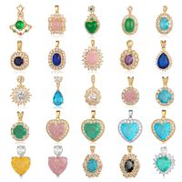 Luxurious Oval Water Droplets Gem Plating Inlay Zircon Charms Jewelry Accessories main image 1