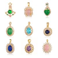 Luxurious Oval Water Droplets Gem Plating Inlay Zircon Charms Jewelry Accessories main image 5