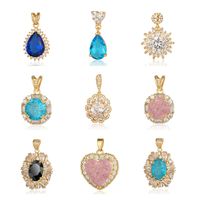 Luxurious Oval Water Droplets Gem Plating Inlay Zircon Charms Jewelry Accessories main image 4