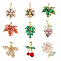 Luxurious Cross Leaves Gem Plating Inlay Zircon Gold Plated Jewelry Accessories main image 4