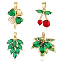 Luxurious Cross Leaves Gem Plating Inlay Zircon Gold Plated Jewelry Accessories main image 3
